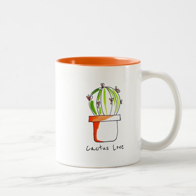 Tasse 2 Couleurs Dessin de cactus mexicain mignon (Droit)