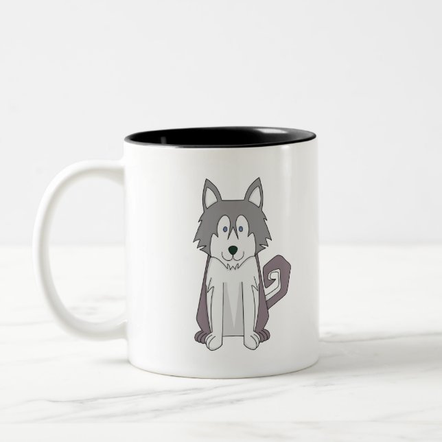 Tasse 2 Couleurs Dessin de chien Extraordinaire Sibérie Husky (Gauche)