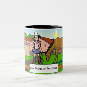 Tasse 2 Couleurs Dessin de Cowgirl par PrintedPerfection.com