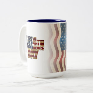 Tasse 2 Couleurs Dessin de drapeau patriotique du 4 juillet