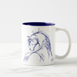 Tasse 2 Couleurs Dessin de la tête d'un cheval d'art