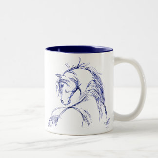 Tasse 2 Couleurs Dessin de la tête d'un cheval d'art