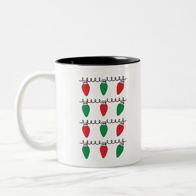 Tasse 2 Couleurs Dessin de l'ampoule de Noël (Gauche)