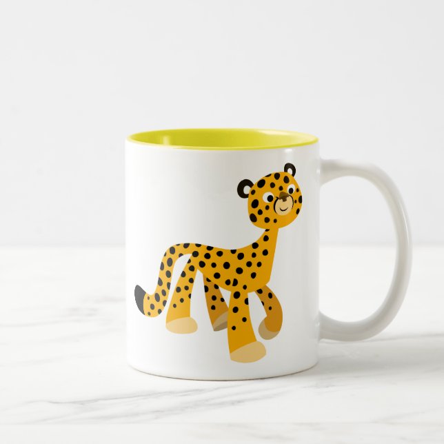 Tasse 2 Couleurs Dessin de promenade mignon Cheetah (Droit)
