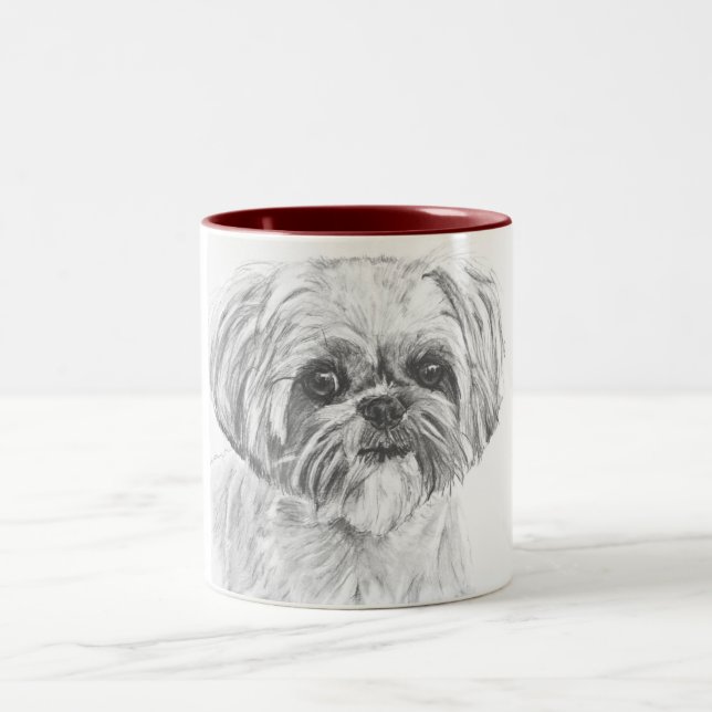 Tasse 2 Couleurs Dessin de Shih Tzu (Centre)