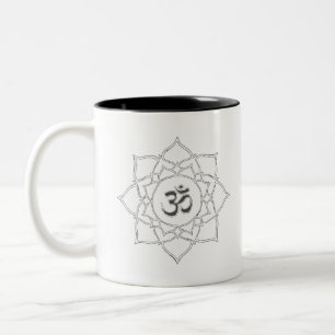 Tasse 2 Couleurs Dessin des symboles Lotus Flower Om