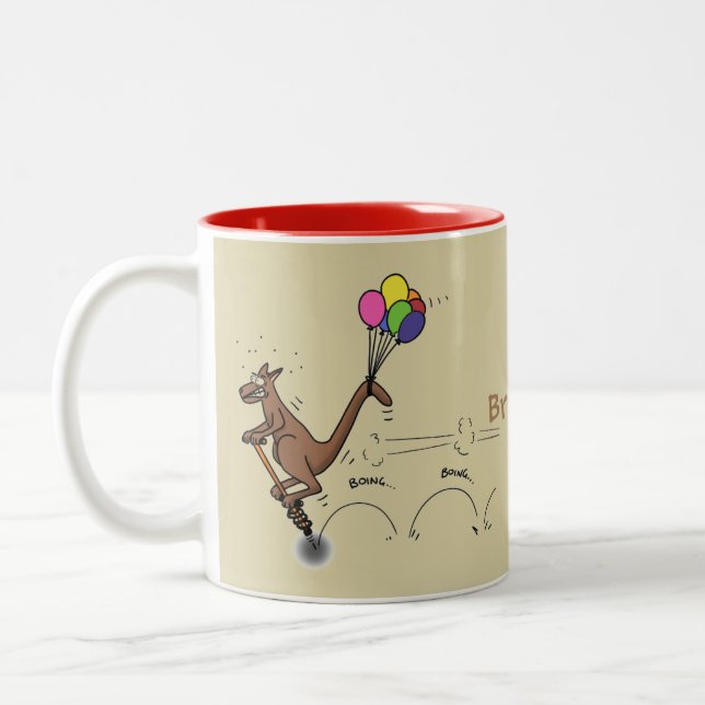 Tasse 2 Couleurs Dessin d'humour australien kangourou (Gauche)