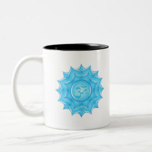 Tasse 2 Couleurs Dessin du symbole Om de lotus de verre bleu