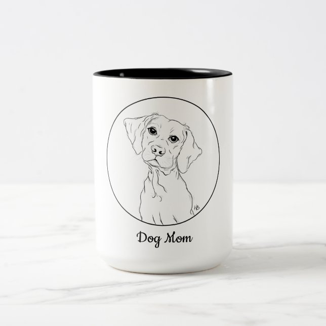 Tasse 2 Couleurs Dessin d'une boue de dessin simple de Dog Mom (Centre)