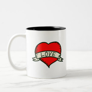 Tasse 2 Couleurs Dessin en forme de coeur