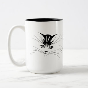 Tasse 2 Couleurs Dessin face de chat