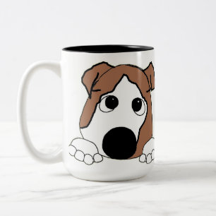 Tasse 2 Couleurs dessin humoristique bulldog rouge et blanc