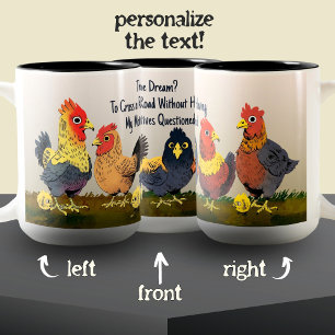 Tasse 2 Couleurs Dessin humoristique Poulet Drôle Phrase