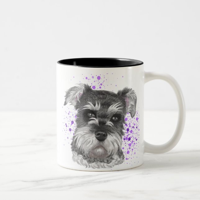 Tasse 2 Couleurs Dessin mignon de chien de Schnauzer (Droit)