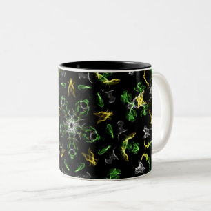 Tasse 2 Couleurs Dessin numérique Mandala vert Smokey