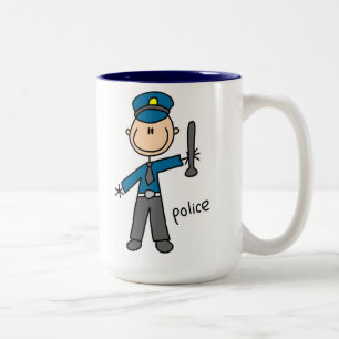 Tasse 2 Couleurs Dessin simplifié d'agent de police