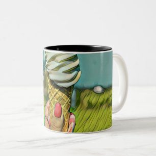 Tasse 2 Couleurs dessin vintage de crème glacée