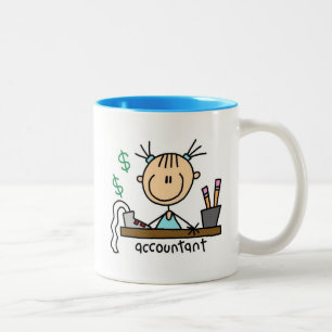 Tasse 2 Couleurs Dessinateur comptable bonhomme allumette