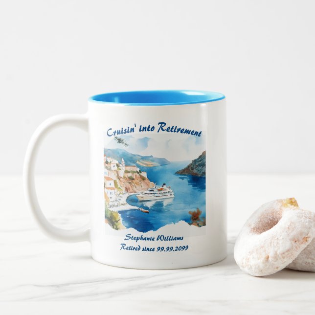 Tasse 2 Couleurs Destination Croisière de la partie de retraite Grè (Avec donut)