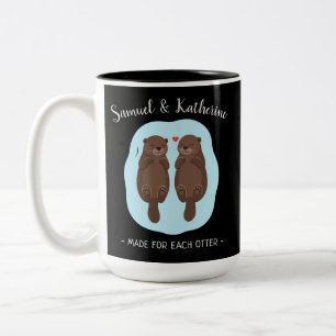 Tasse 2 Couleurs Deux adorables loutres mignonnes personnalisées po