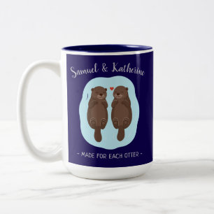 Tasse 2 Couleurs Deux adorables loutres mignonnes personnalisées po