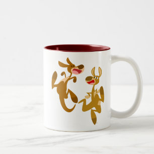 Tasse 2 Couleurs Deux caricatures Bouncon Cute Kangaroos