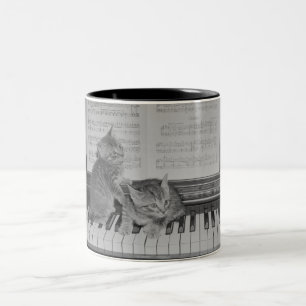 Tasse 2 Couleurs Deux chatons se reposant sur le clavier de piano