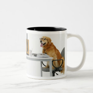 Tasse 2 Couleurs Deux chiens portant la cravate et les lunettes, se