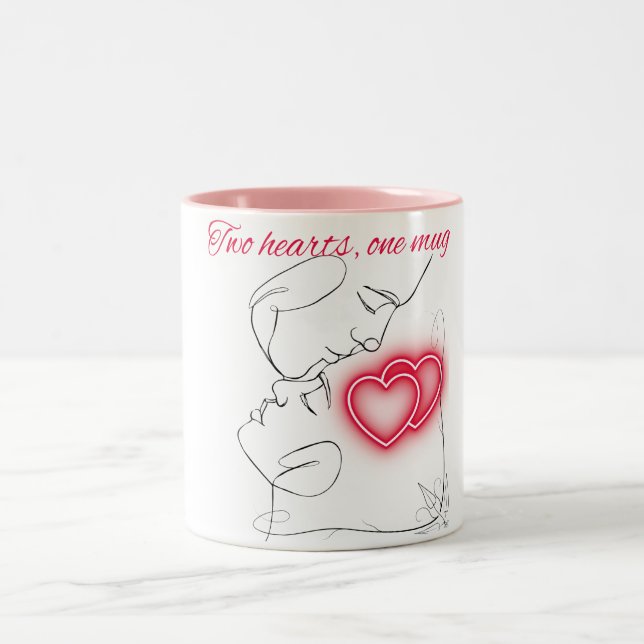Tasse 2 Couleurs Deux coeurs un mug-Un Sip of Love (Centre)
