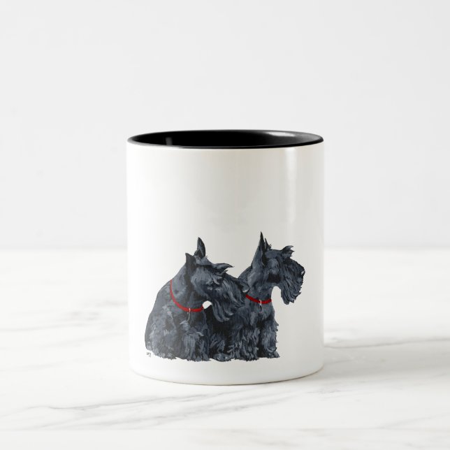 Tasse 2 Couleurs Deux curieux Scottish Terriers (Centre)