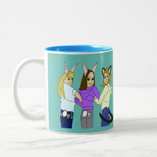 Tasse 2 Couleurs Deux lapins et un chaton