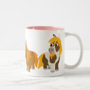 Tasse 2 Couleurs Deux mignons poneys en caricature