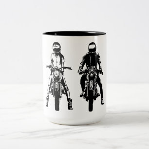 Tasse 2 Couleurs Deux motards noirs et blancs