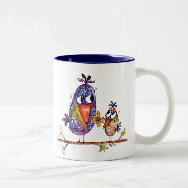 Tasse 2 Couleurs Deux oiseaux mignons et capricieux (Droit)