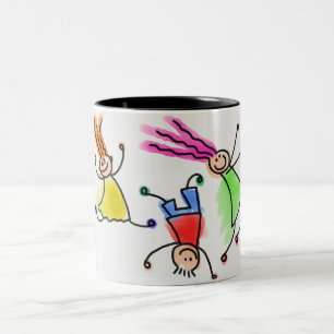 Tasse 2 Couleurs Deux tongs avec dessin animé pour enfants.