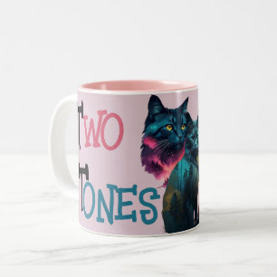 Tasse 2 Couleurs Deux tons d'amour : paire de chats vibrante
