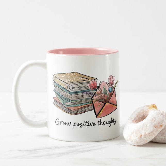 Tasse 2 Couleurs Développer des pensées positives (Avec donut)