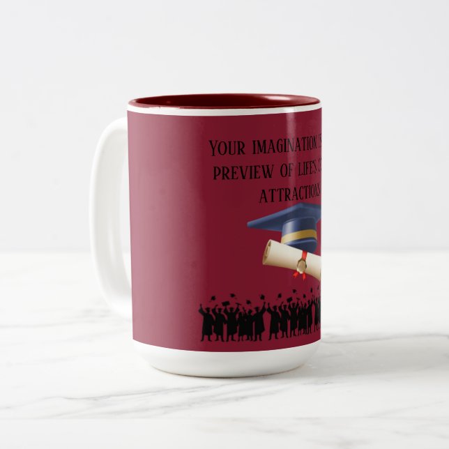 Tasse 2 Couleurs devise de fin d'études d'Einstein marron (Devant gauche)