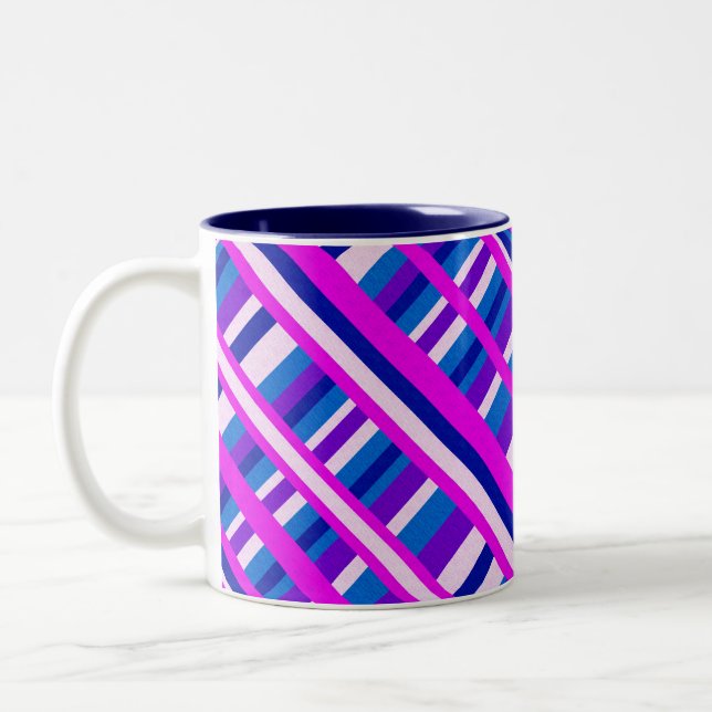Tasse 2 Couleurs Diagonale bleue rose violet (Gauche)