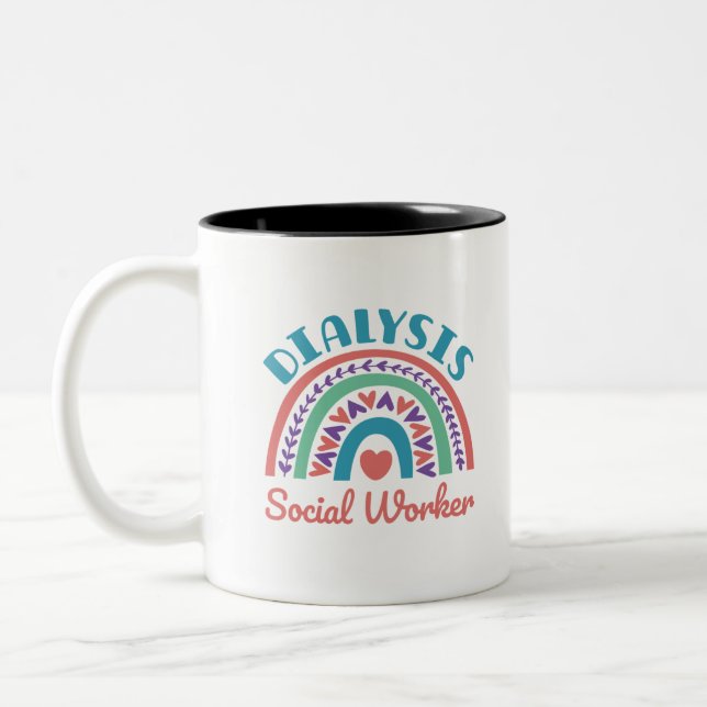 Tasse 2 Couleurs Dialyse Social Worker LCSW Renal Rainbow (Gauche)