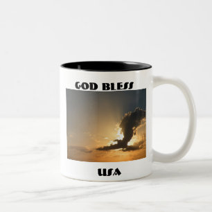 Tasse 2 Couleurs Dieu Béni USA Sunset Cloud Eagle
