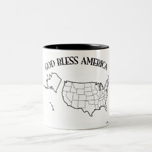 Tasse 2 Couleurs DIEU BÉNISSE L'AMÉRIQUE avec le contour américain