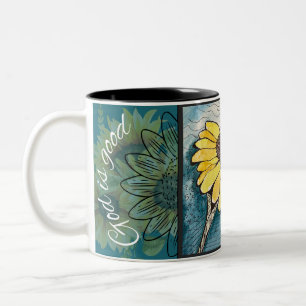 Tasse 2 Couleurs Dieu est bon tournesol et soleil
