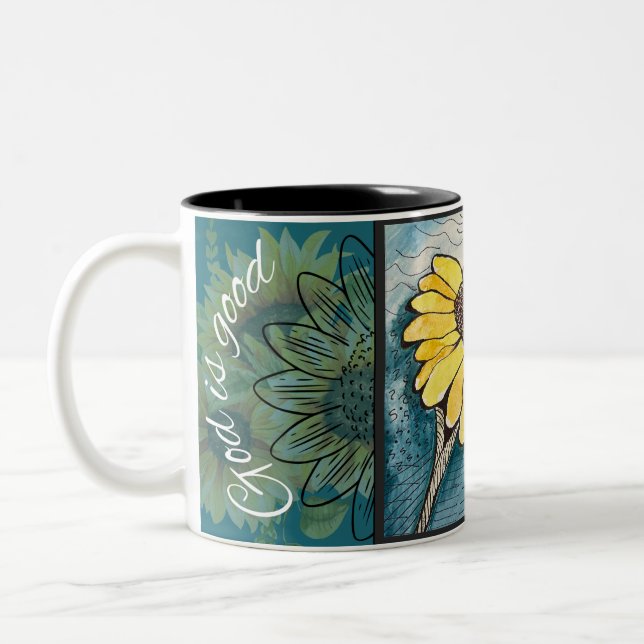Tasse 2 Couleurs Dieu est bon tournesol et soleil (Gauche)
