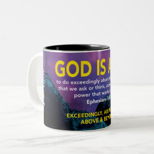 Tasse 2 Couleurs DIEU EST CAPABLE Éphésiens 3:20 Écriture personnal