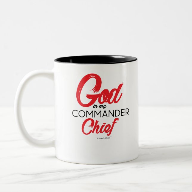 Tasse 2 Couleurs Dieu est mon commandant en chef - Rouge (Gauche)