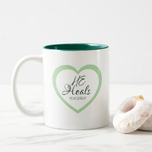 Tasse 2 Couleurs Dieu guérit les cœurs brisés Vert tendre encourage
