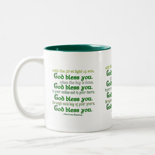Tasse 2 Couleurs Dieu te bénisse, bénédiction irlandaise (Gauche)