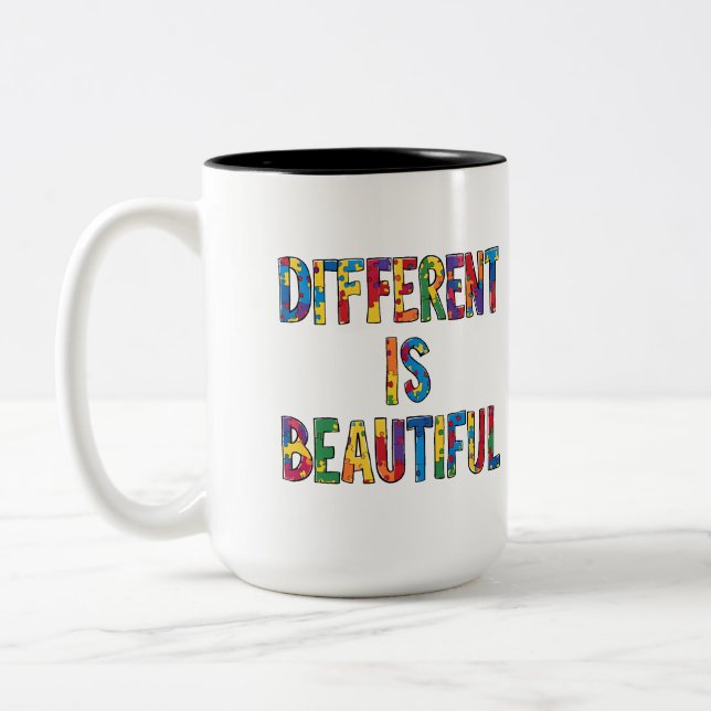 Tasse 2 Couleurs Different Is Beautiful - Sensibilisation sur l'aut (Gauche)