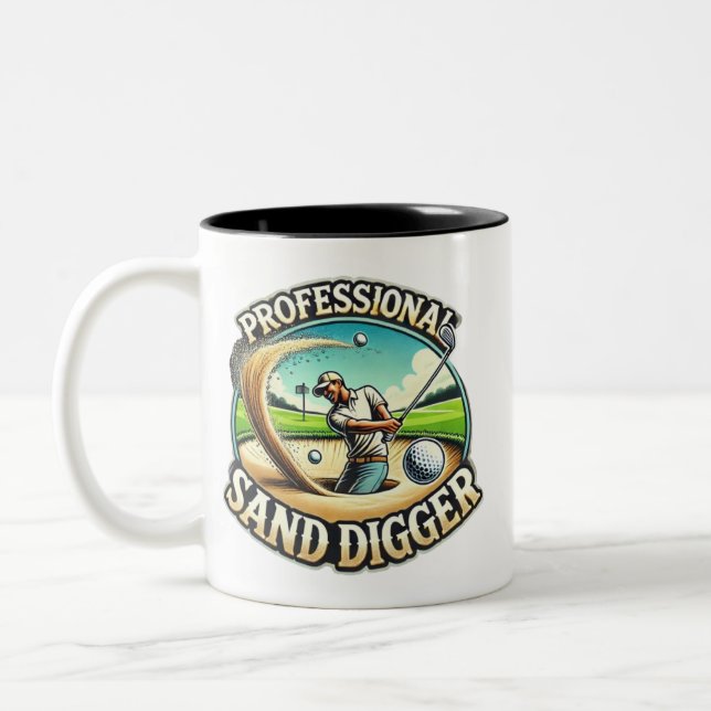 Tasse 2 Couleurs Digger de sable professionnel - Humour de golf (Gauche)